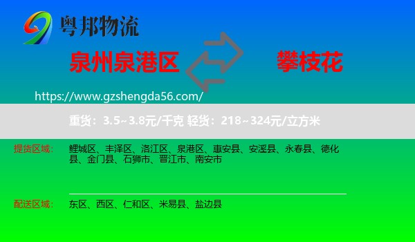 泉港区到攀枝花物流