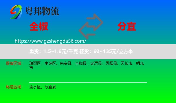 全椒县到分宜县物流专线