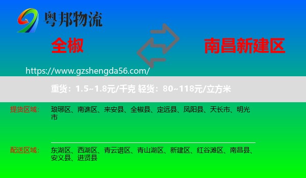 全椒县到新建区物流专线