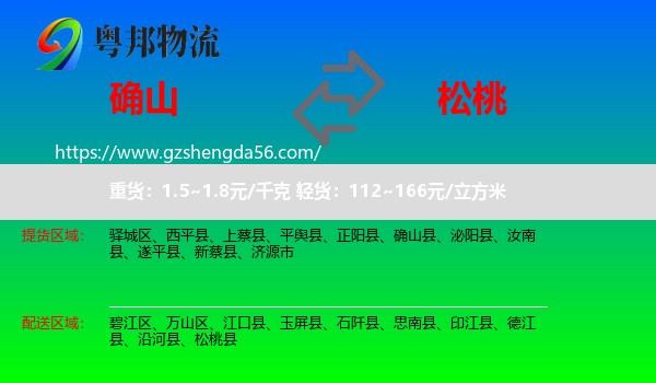 确山县到松桃县物流专线