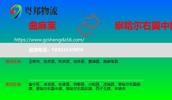 曲麻莱县到察哈尔右翼中旗物流专线