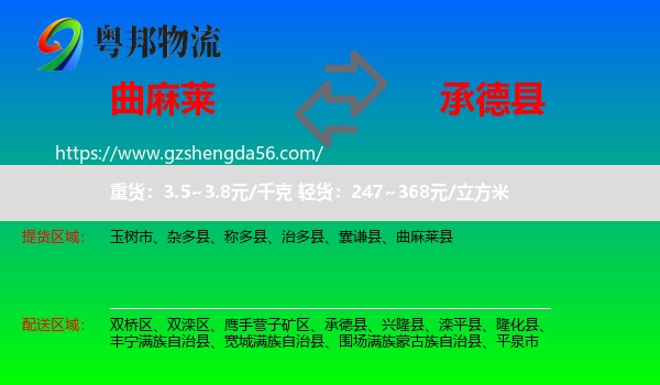 曲麻莱县到承德县物流专线