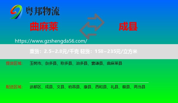 曲麻莱县到成县物流专线