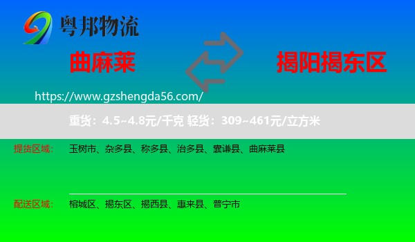 曲麻莱县到揭东区物流专线