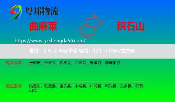曲麻莱县到积石山县物流专线