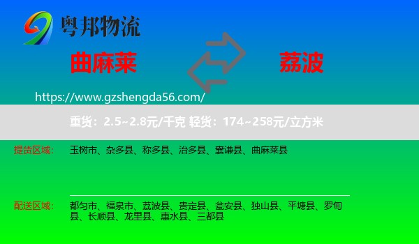 曲麻莱县到荔波县物流专线