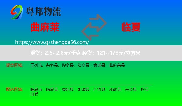 曲麻莱县到临夏县物流专线