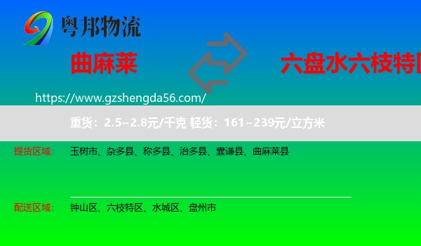 曲麻莱县到六枝特区物流专线