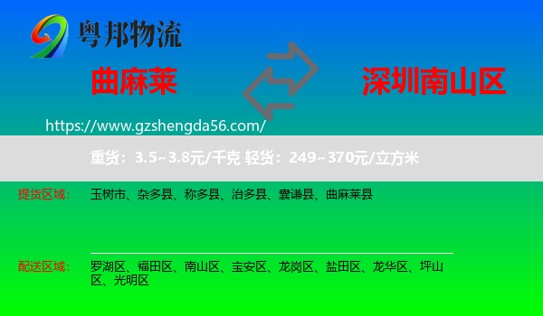 曲麻莱县到南山区物流专线