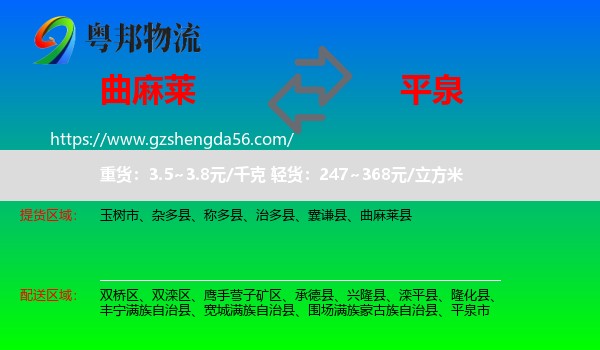 曲麻莱县到平泉市物流专线