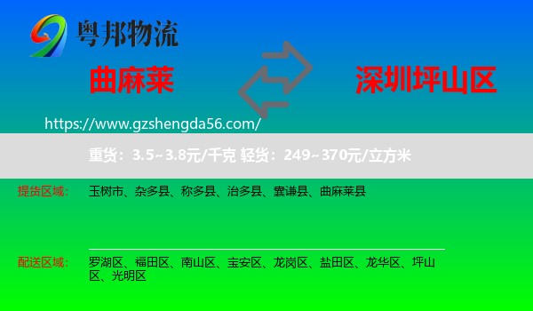 曲麻莱县到坪山区物流专线