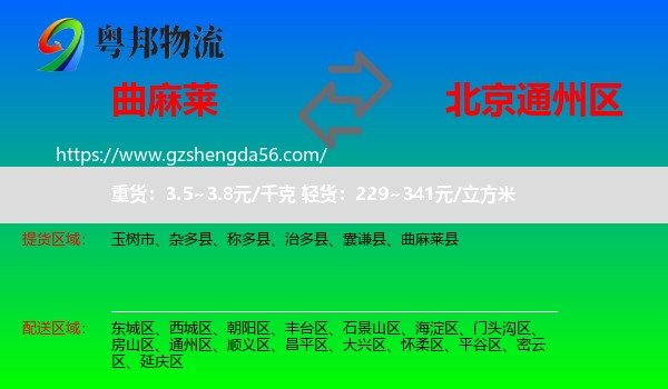 曲麻莱县到通州区物流专线