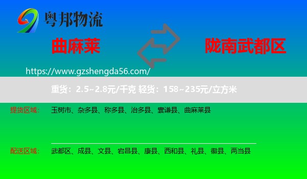曲麻莱县到武都区物流专线
