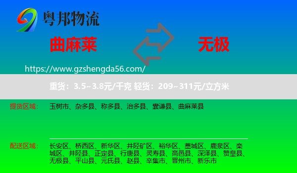 曲麻莱县到无极县物流专线