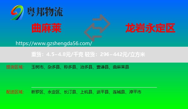 曲麻莱县到永定区物流专线