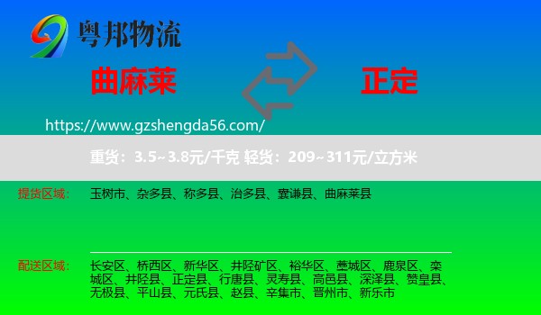 曲麻莱县到正定县物流专线