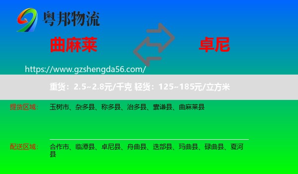曲麻莱县到卓尼县物流专线