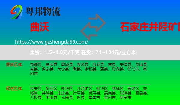 曲沃县到井陉矿区物流专线