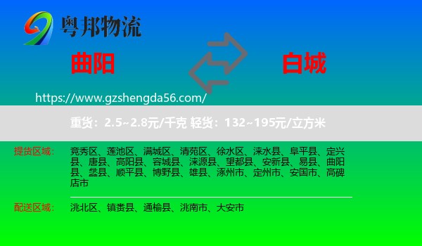 曲阳县到白城物流