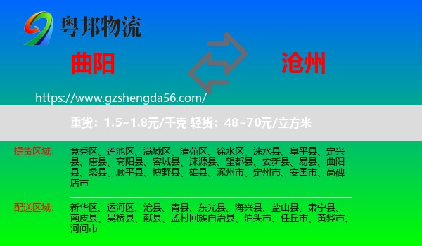 曲阳县到沧州物流