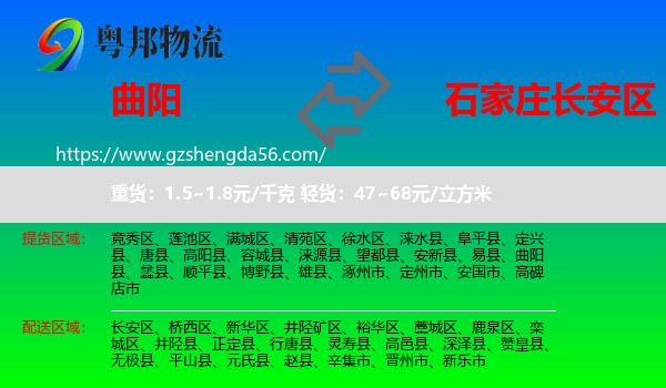 曲阳县到长安区物流专线