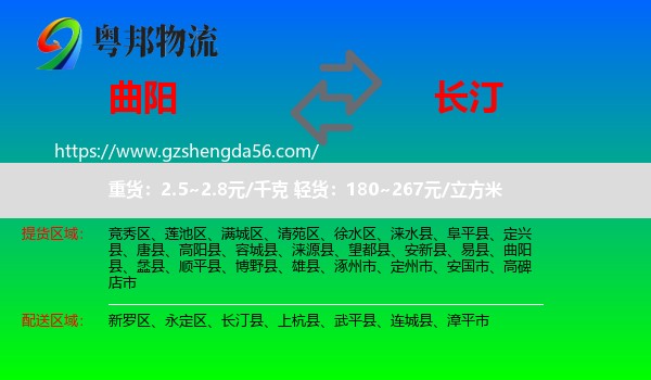 曲阳县到长汀县物流专线