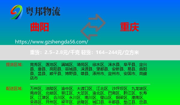 曲阳县到重庆专线