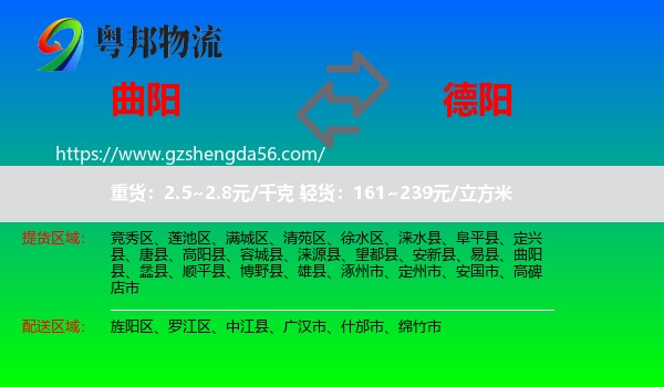 曲阳县到德阳物流