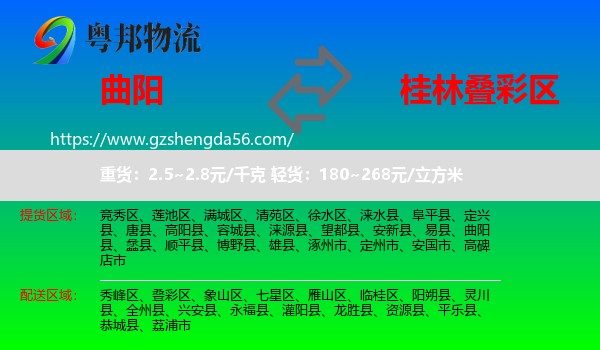 曲阳县到叠彩区物流专线