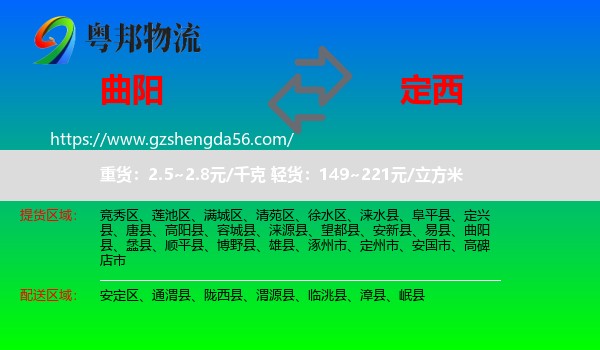 曲阳县到定西物流