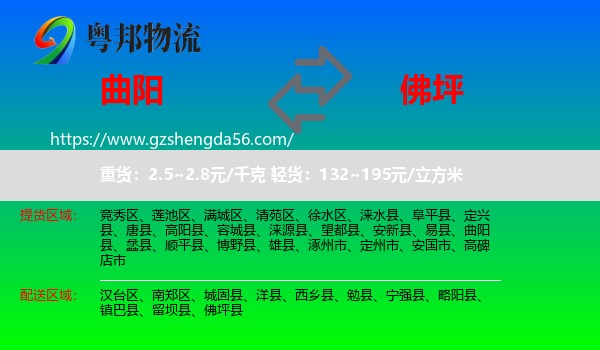 曲阳县到佛坪县物流专线