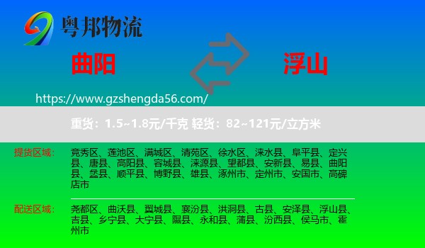 曲阳县到浮山县物流专线