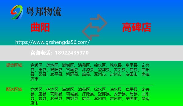 曲阳县到高碑店市物流专线