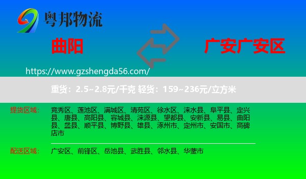 曲阳县到广安区物流专线