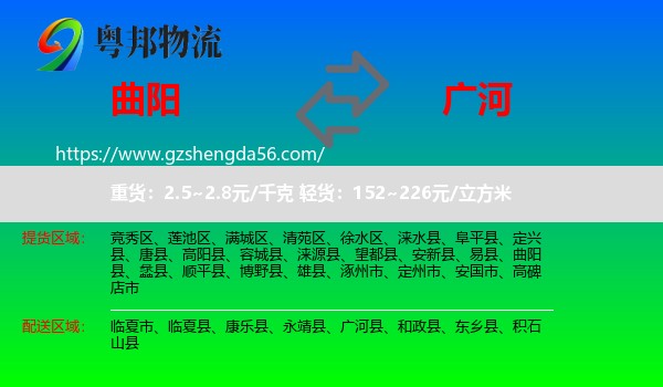 曲阳县到广河县物流专线