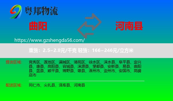 曲阳县到河南县物流专线