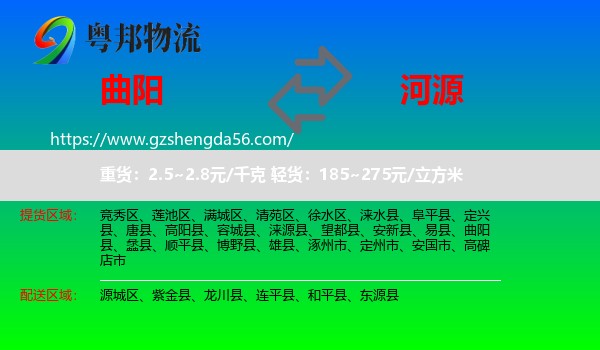 曲阳县到河源物流