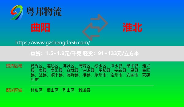 曲阳县到淮北物流