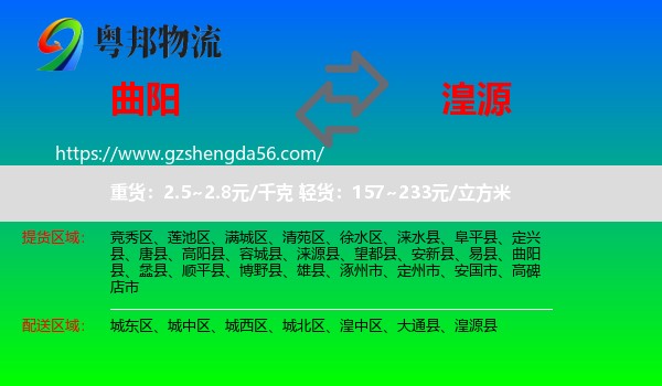 曲阳县到湟源县物流专线