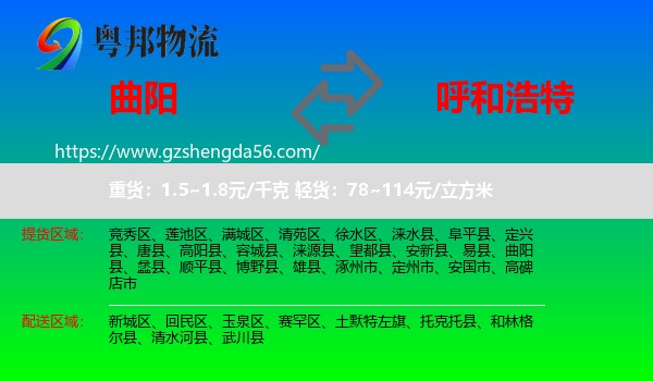 曲阳县到呼和浩特专线