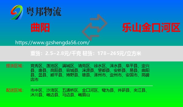 曲阳县到金口河区物流专线