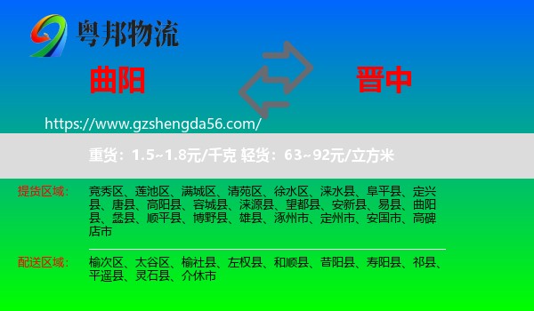 曲阳县到晋中物流