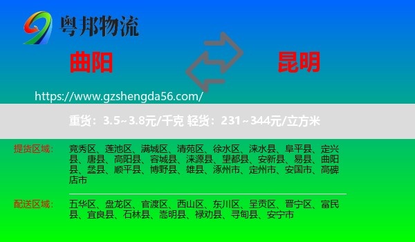 曲阳县到昆明专线