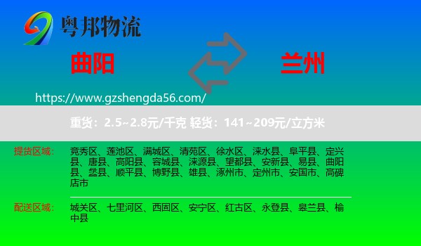 曲阳县到兰州专线