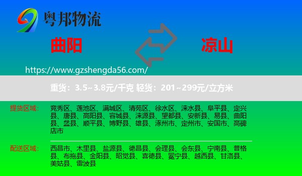 曲阳县到凉山物流