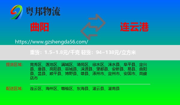曲阳县到连云港物流