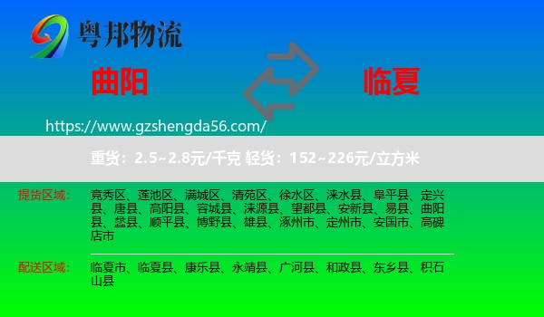 曲阳县到临夏物流