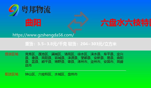 曲阳县到六枝特区物流专线