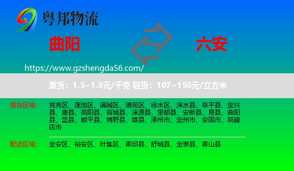 曲阳县到六安物流