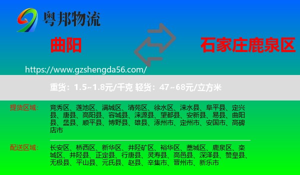 曲阳县到鹿泉区物流专线